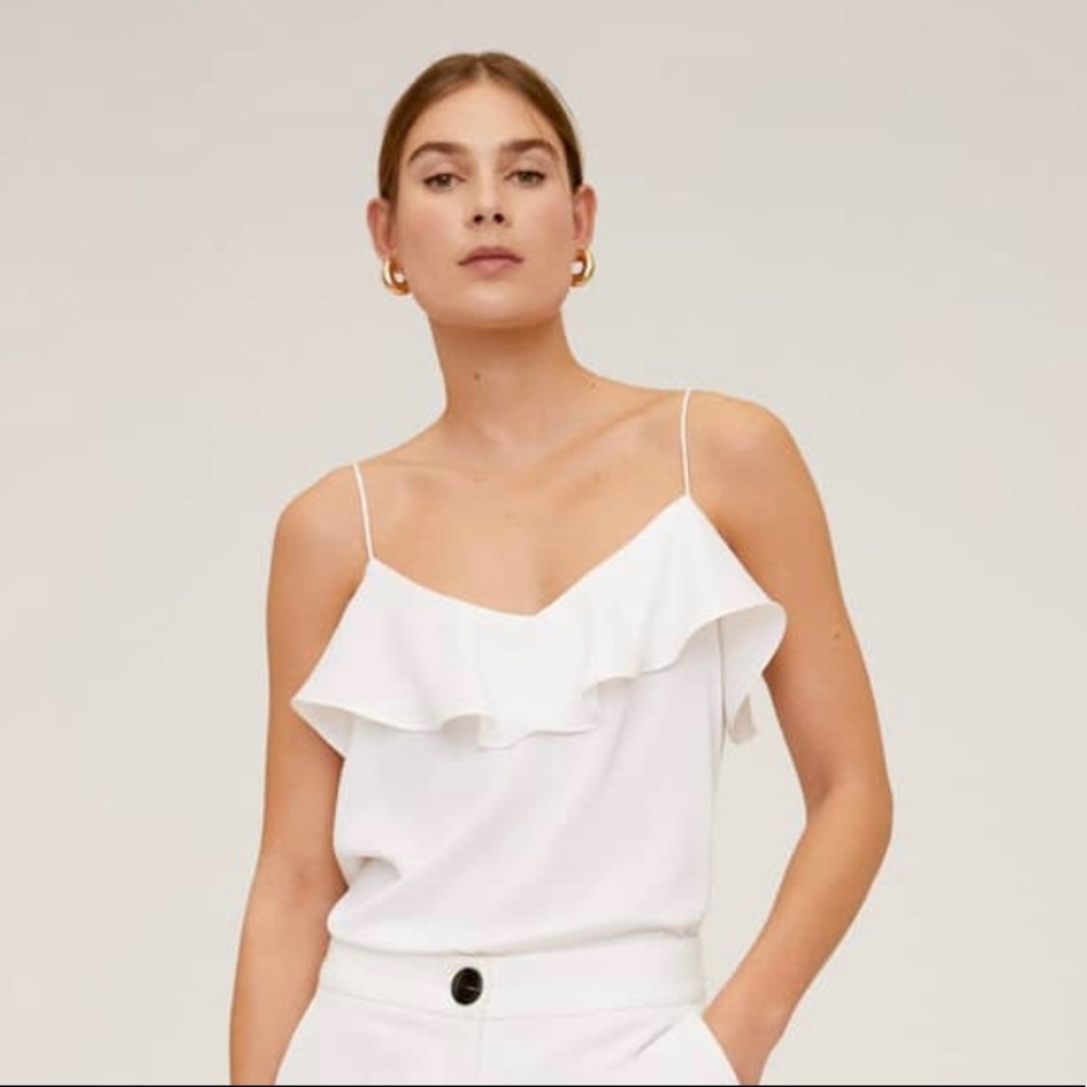 Mango ruffled strap top size M